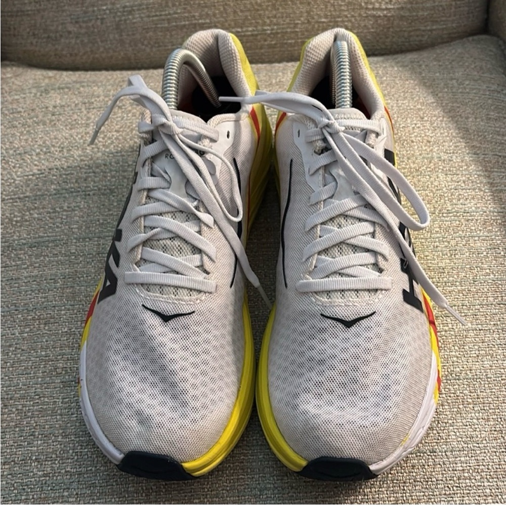 HOKA One One Rocket X Running Shoes Sneakers White / Yellow Mens size 9.5 - Picture 3 of 12